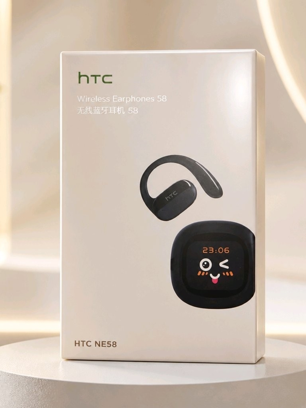 HTC Wireless Earphones 58 — Black Earbuds with Digital Display Case